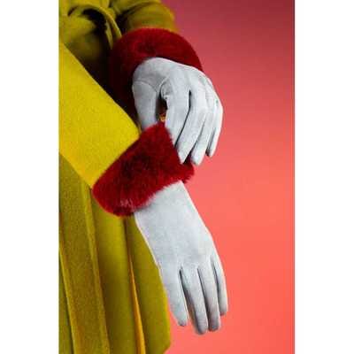 Powder Design Handschuhe Bettina, Faux Suede Gloves in Slate/Berry